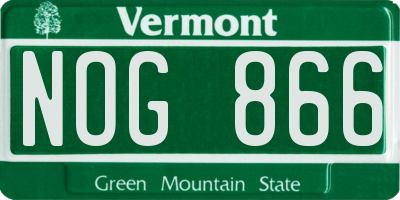 VT license plate NOG866