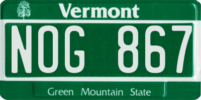 VT license plate NOG867