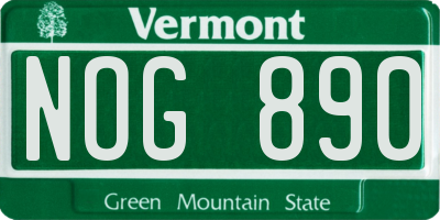VT license plate NOG890