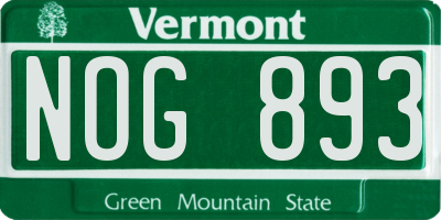 VT license plate NOG893