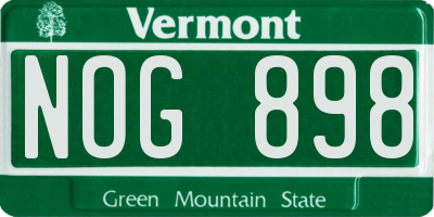 VT license plate NOG898