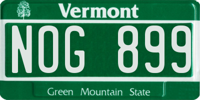 VT license plate NOG899