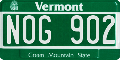VT license plate NOG902