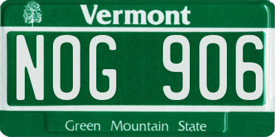 VT license plate NOG906