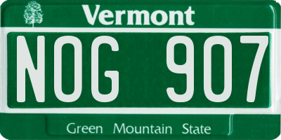 VT license plate NOG907