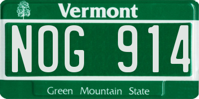 VT license plate NOG914