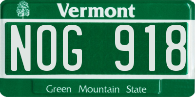 VT license plate NOG918