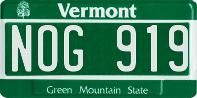 VT license plate NOG919