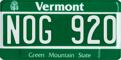 VT license plate NOG920