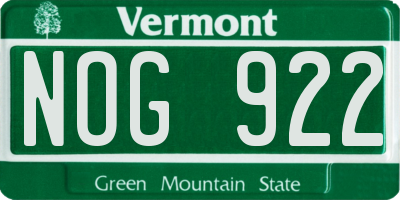 VT license plate NOG922
