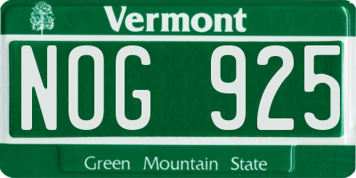 VT license plate NOG925