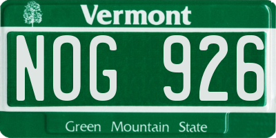 VT license plate NOG926