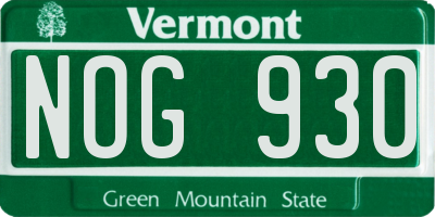 VT license plate NOG930