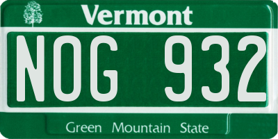 VT license plate NOG932