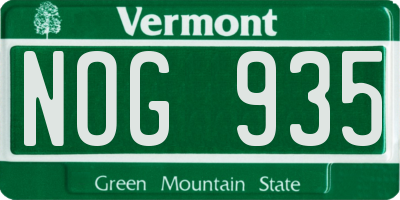 VT license plate NOG935