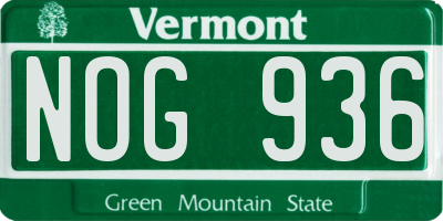 VT license plate NOG936