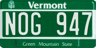 VT license plate NOG947