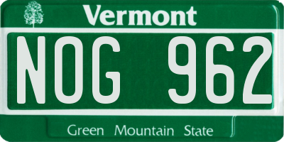 VT license plate NOG962