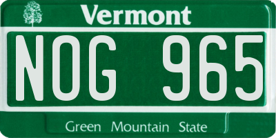 VT license plate NOG965