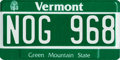 VT license plate NOG968