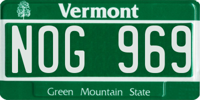 VT license plate NOG969