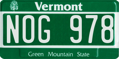 VT license plate NOG978