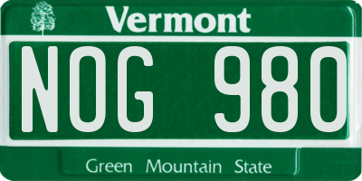 VT license plate NOG980