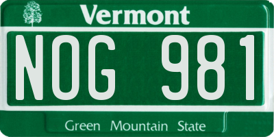 VT license plate NOG981