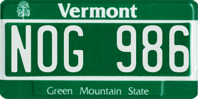 VT license plate NOG986