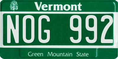 VT license plate NOG992