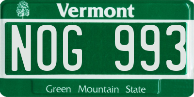 VT license plate NOG993