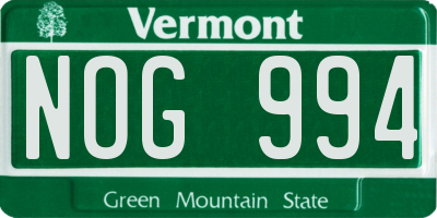 VT license plate NOG994
