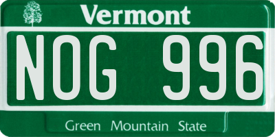 VT license plate NOG996