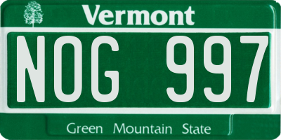 VT license plate NOG997