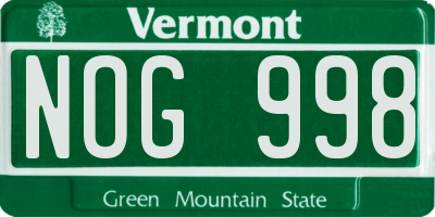 VT license plate NOG998