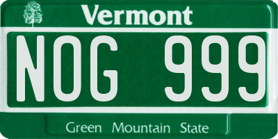 VT license plate NOG999