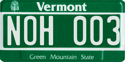 VT license plate NOH003
