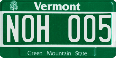 VT license plate NOH005