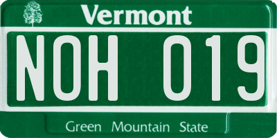 VT license plate NOH019