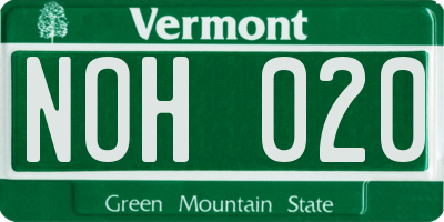 VT license plate NOH020