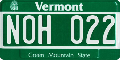 VT license plate NOH022