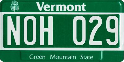 VT license plate NOH029