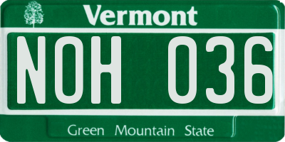 VT license plate NOH036