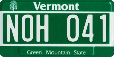 VT license plate NOH041