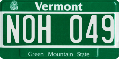 VT license plate NOH049