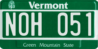 VT license plate NOH051