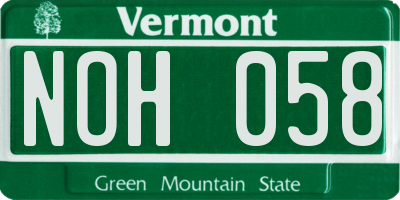VT license plate NOH058