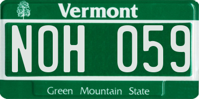 VT license plate NOH059