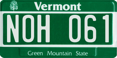 VT license plate NOH061