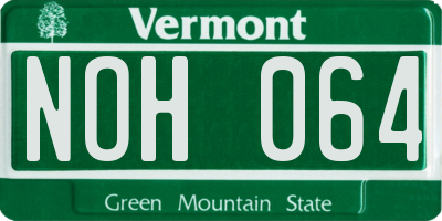 VT license plate NOH064